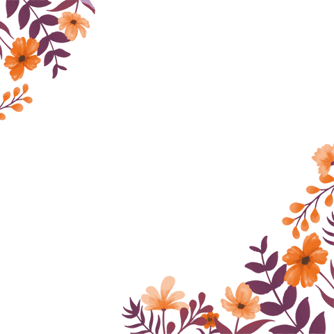 floral border with orange blooms and purple foliage on transparent background - Download Free Stock Videos Pikwizard.com