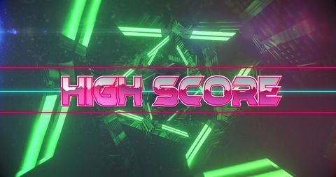 High Score Neon Gaming Themed Digital Art