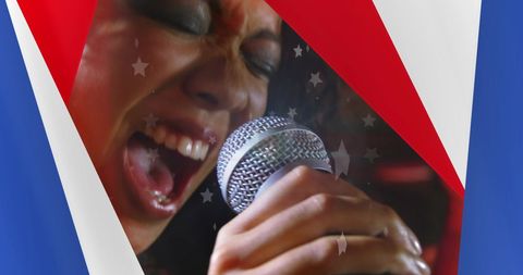 Diverse Musicians Performing with American Flag Design