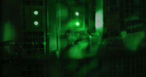 Abstract green digital blockchain technology background