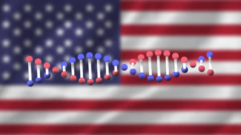 Spinning DNA Helix Overlay on American Flag