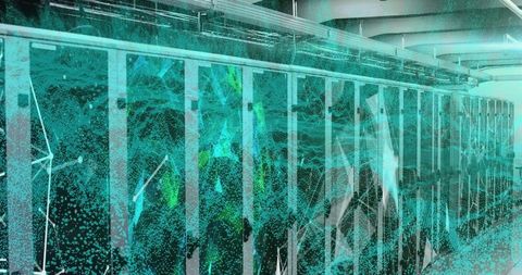 Digital Interface in Futuristic Server Room with Abstract Shapes - Download Free Stock Images Pikwizard.com