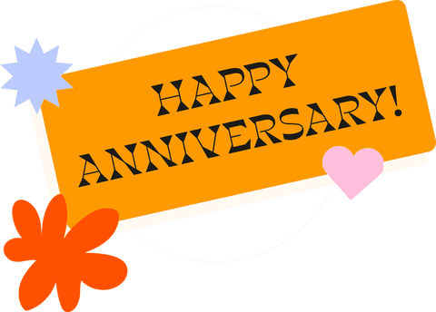 Flat Design Happy Anniversary Banner on Transparent Background