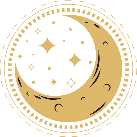 Crescent Moon with Stars in Transparent Geometric Design
