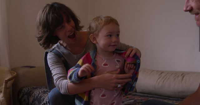 Mother Bonding with Toddler Daughter in Cozy Living Room - Download Free Stock Images Pikwizard.com