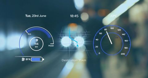 Futuristic Digital Dashboard Interface with Energy and Speed Indicators - Download Free Stock Images Pikwizard.com