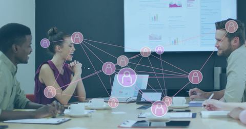 Global Network Connections Above Office Meeting Setting