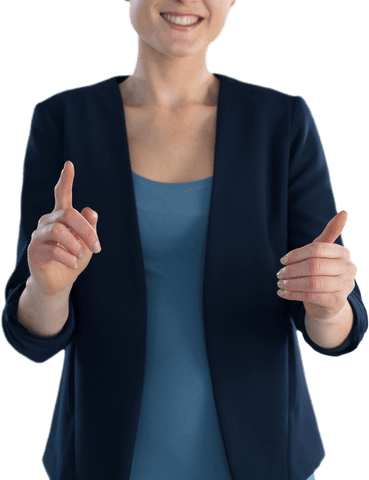 Transparent Success: Businesswoman Confidently Presenting