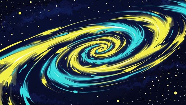 Vibrant spiral galaxy vortex glowing in space