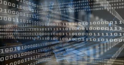 hands coding on laptop with binary code overlay symbolizing technology - Download Free Stock Images Pikwizard.com