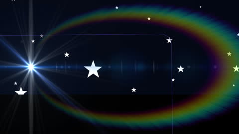 Glowing Light and Stars on Dark Blue Background