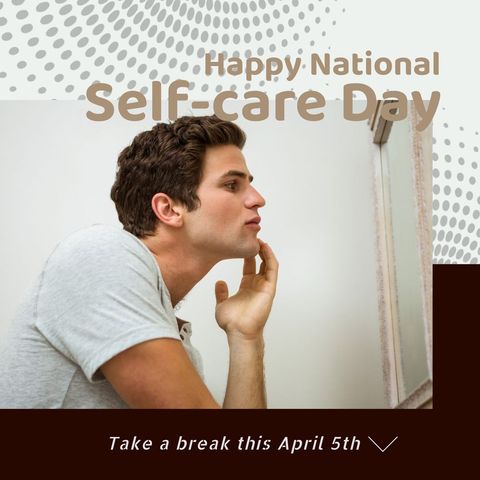 young man embracing self-care journey in front of mirror - Download Free Stock Templates Pikwizard.com