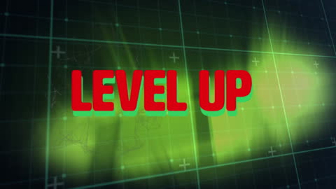 Futuristic Level Up Text with Grid and Lights