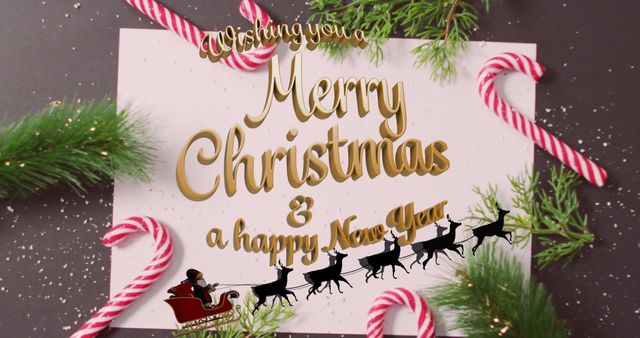 Festive Christmas and New Year Greeting with Candy Canes - Download Free Stock Images Pikwizard.com