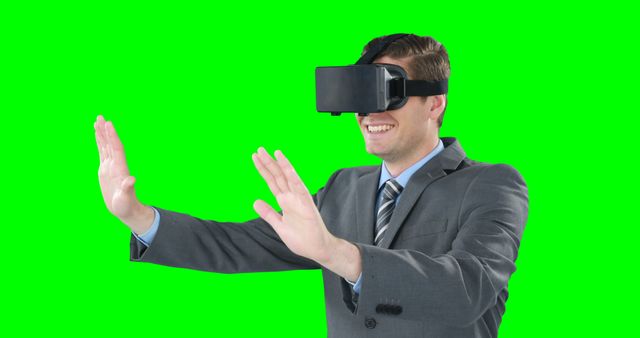Businessman Experiencing Virtual Reality Technology - Download Free Stock Images Pikwizard.com