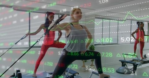 Pilates Training with Stock Market Technology Foreground