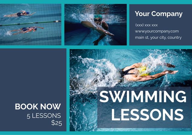 Professional Swimming Lessons Promotion for Sports Clinics - Download Free Stock Templates Pikwizard.com