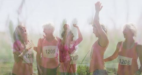 Joyful Women Celebrating A Successful Marathon Run - Download Free Stock Images Pikwizard.com