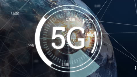 5G Technology Connecting Global Network Around Rotating Globe