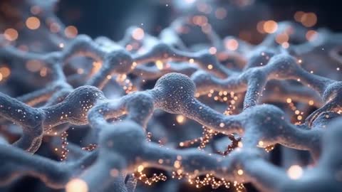 Futuristic Porous Network Mesh with Glowing Nodes