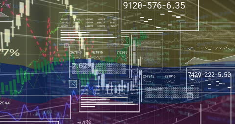 Financial Data Animation Overlaid on Colombian Flag