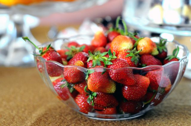 Fresh Strawberries in a Glass Bowl - Download Free Stock Photos Pikwizard.com