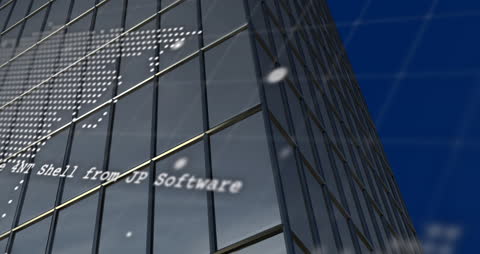 Digital Data Projection on Modern City Skyscraper