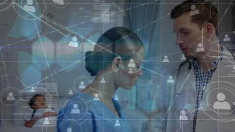 Healthcare Professionals Analyzing Digital Data in Hospital