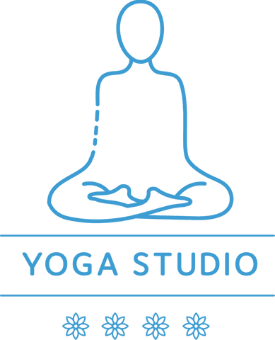 Transparent yoga studio logo with meditative figure outline