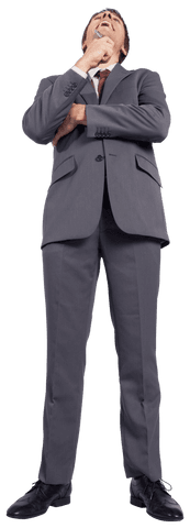 transparent thoughtful businessman looking up with confidence - Download Free Stock Videos Pikwizard.com