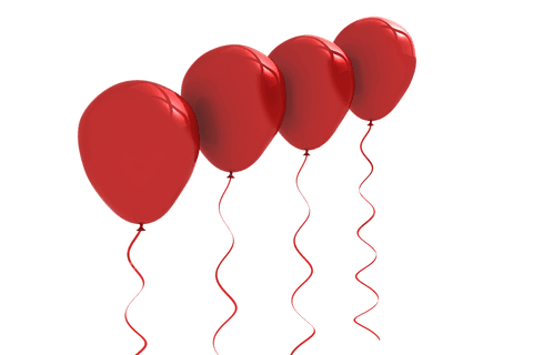 red shiny balloons with swirling ribbons on transparent background - Download Free Stock Videos Pikwizard.com