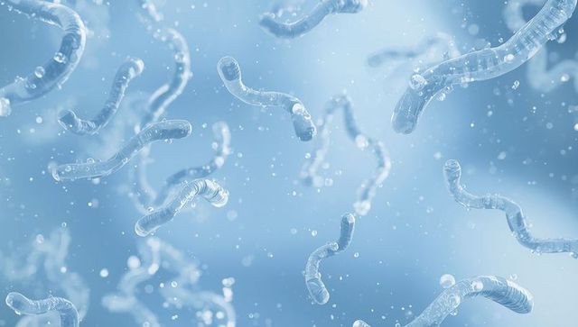 Spiral-shaped bacterial cells in scientific focus