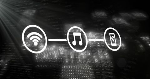 Digital Network and Communication Icons on Binary Code Background - Download Free Stock Images Pikwizard.com