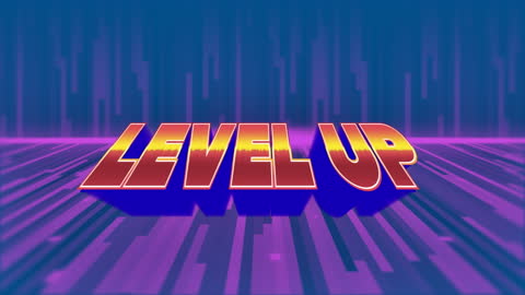 Futuristic Level Up Animation with Neon Glow