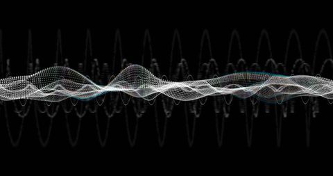 Dynamic digital audio wave visualization against black background
