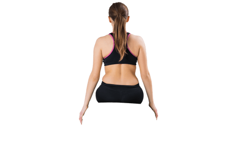 Transparent Rear View of Woman in Fitness Attire in Yoga Pose