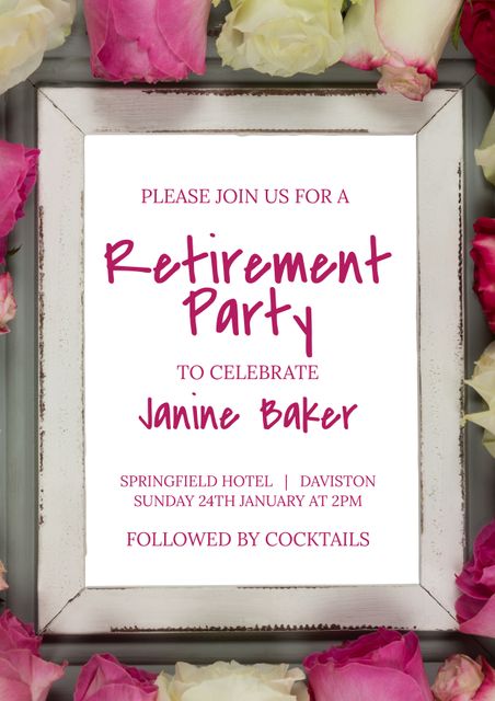 Colorful Retirement Party Invitation with Framed Design and Floral Border - Download Free Stock Videos Pikwizard.com