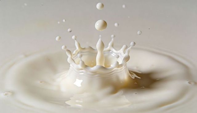 Forming milky crown splash with suspended droplets, macro high-speed liquid motion capture