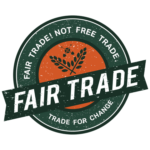 Transparent fair trade badge design with eco-friendly concept