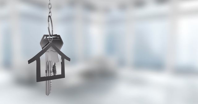 House-Shaped Keychain Symbolizing Home Ownership in Office Atmosphere - Download Free Stock Images Pikwizard.com