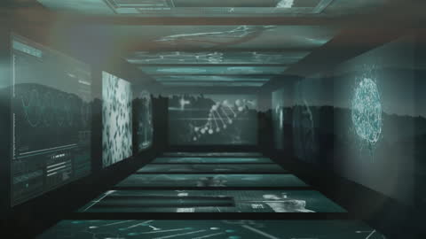 Futuristic Medical Technology with Data Processing Displays