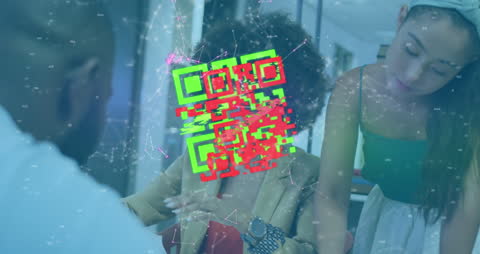 Digital Security Concept with QR Code Over Business Gathering