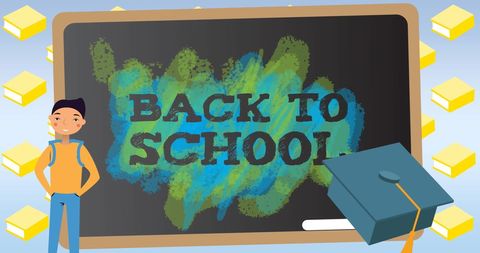 Back to School Concept with Blackboard and Graduation Cap