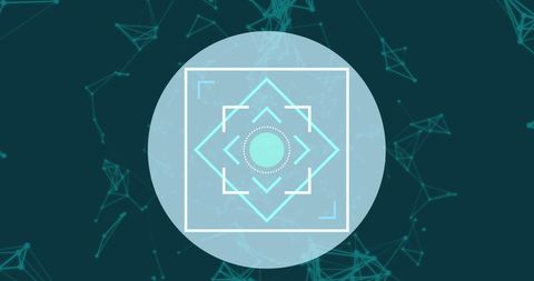 Futuristic Holographic Interface with Neon Geometric Shapes