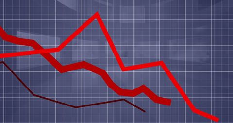 Red Line Graph Showing Financial Decline on Grid Background - Download Free Stock Images Pikwizard.com