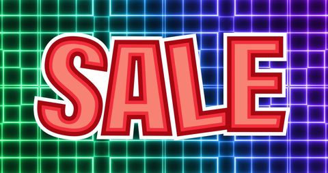 Neon Sale Banner with Vibrant Grid Background