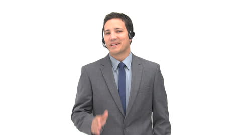 Friendly Customer Service Representative with Earpiece