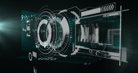 Futuristic Data Analysis Tech Holographic Projection in Dark Background - Download Free Stock Images Pikwizard.com