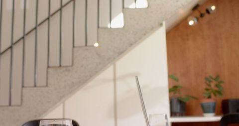 Cozy Laptop Workspace in Modern Minimalist Cafe