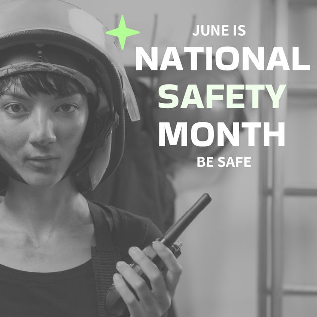 National Safety Month Awareness with Female Firefighter - Download Free Stock Templates Pikwizard.com